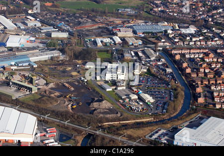 Aerial view of Millfield Wolverhampton with Tarmac Ltd site in centre. Stock Photo