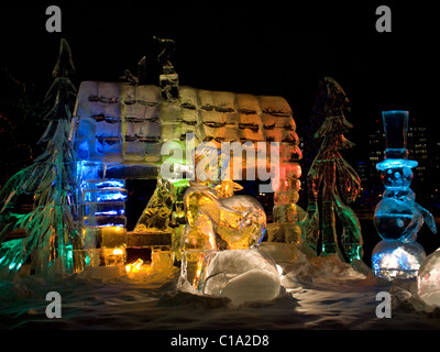 The ice sculptures at night Stock Photo - Alamy