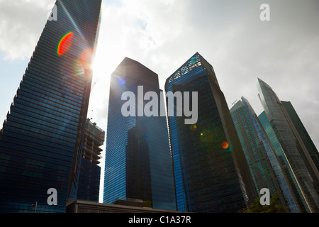 Modern skyscrapers at Collyer Quay, in the Raffles Place financial district, Singapore Stock Photo