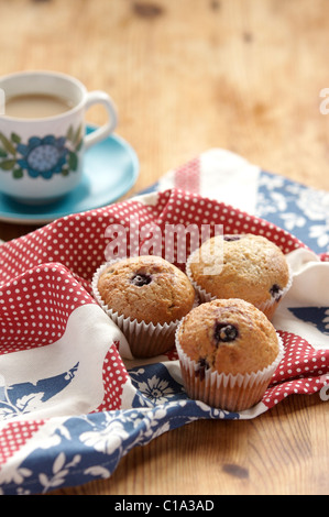 Blueberry Muffins on a Union Jack Tea Towel Stock Photo