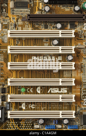 PCI and AGP slots on an ASUS motherboard Stock Photo