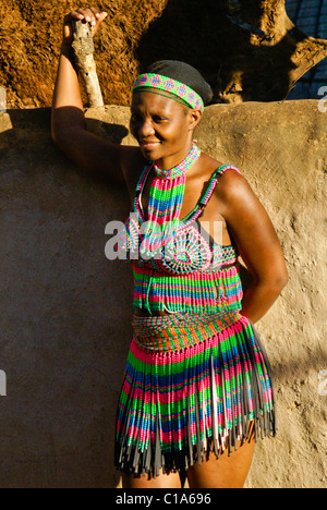 Zulu woman in beaded dress, Shakaland, South Africa Stock Photo - Alamy