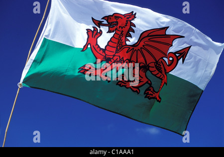 United Kingdom, Wales, national flag Stock Photo