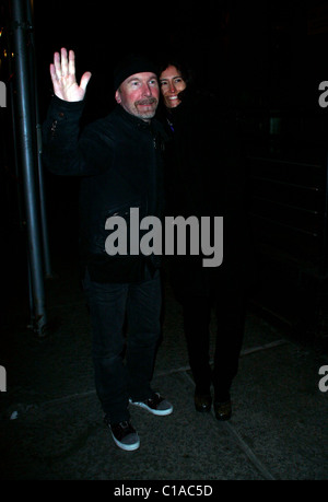 The Edge (aka David Howell Evans) with his wife, Morleigh Steinberg Out walking in New York New York City, USA - 23.03.09 Stock Photo