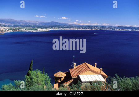 France, Alpes Maritimes, bay of Cannes, Mercantour mountains on the background Stock Photo