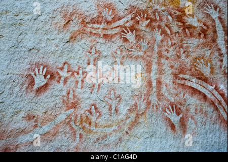 Aboriginal Rock Art at the 'Art Gallery' in Carnarvon Gorge Queensland Stock Photo