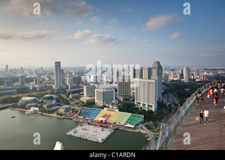 Observation deck of the Marina Bay Sands SkyPark.  Marina Bay, Singapore Stock Photo