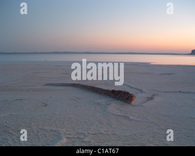 The lake at Siwa Oasis, an isolated oasis in the Northwest central area of Egypt's Sahara Desert, near the mud-brick Shali town Stock Photo