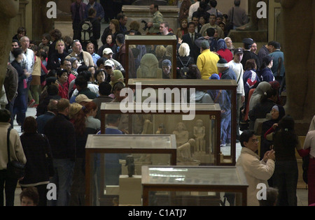 Cairo - Egypt --Tourists in the world famous Egyptian Museum, home to the world's largest collection of Egyptian antiquity. Stock Photo