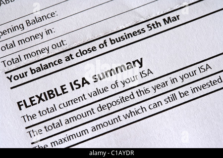 yearly ISA statement in march Stock Photo