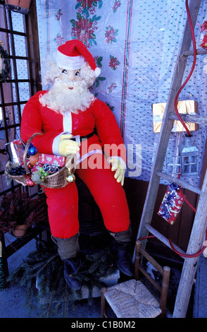 France, Haute Savoie, decoration with Santa Claus doll Stock Photo