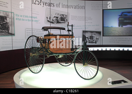 Benz Patent Motor Car Model 1 (1886), Mercedes-Benz World, Brooklands, Weybridge, Surrey, England, Great Britain, UK, Europe Stock Photo