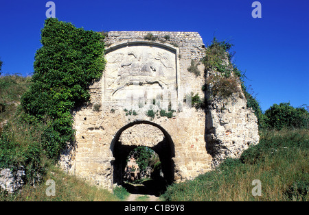 France, Seine Maritime, Arques la Bataille, a bas-relief at the entry of the castle representing the King Henri IV Stock Photo