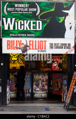 A Ticket Booth Advertising Wicked and Billy Elliot on Leicester Square London England Stock Photo