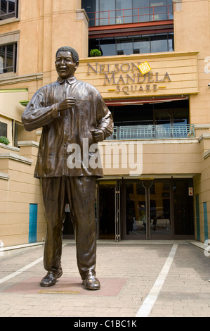 Bronze statue of Nelson Mandela in Nelson Mandela Square Sandton City South Africa Stock Photo