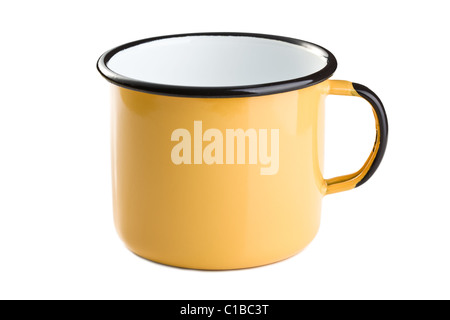tin cup on white background Stock Photo