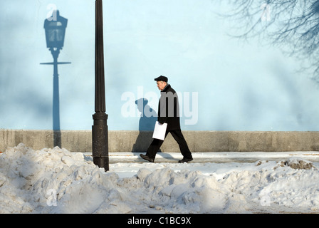 Man Walking Along Saint Sophia Cathedral in Kiev, Ukraine Stock Photo