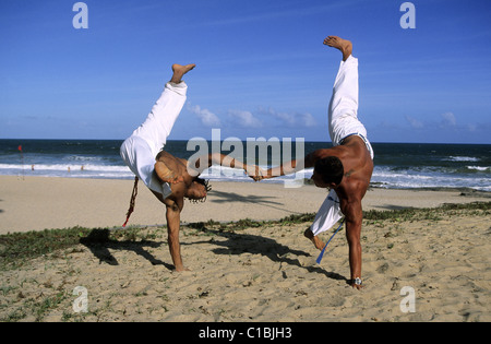 Brazil, Bahia state, capoeira demonstration on the Beach Stock Photo