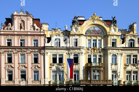 Czech Republic, Prague, Goltz-Kinsky palace, old town square Stock Photo