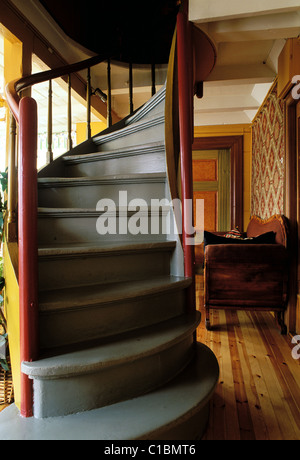 Norway, Sogn, Utne (Hardangerfjord), Utne hotel, inside staircase Stock Photo