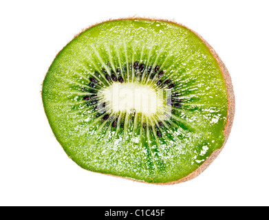 Green sliced kiwi isolated on white Stock Photo