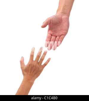 helping hands isolated on the white background Stock Photo