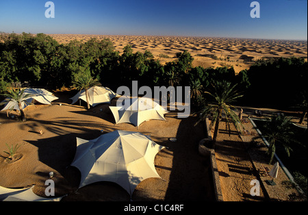 Tunisia, Southern Tunisia, Ksar Ghilane oasis, Pansea Hotelî Stock Photo