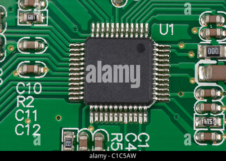 Detail of an electronic printed circuit board Stock Photo