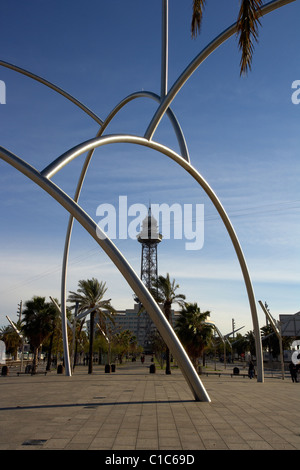 Sculpture by Andreu Alfaro at Plaça de les Drassanes. Barcelona, Catalonia, Spain. Stock Photo