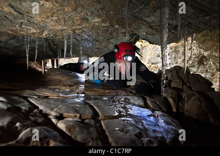 Potholing Definition Potholing in caves near Ingleborough Stock Photo - Alamy