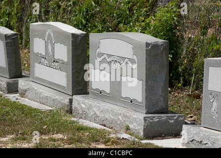 blank granite tombstones for sale at a small town funeral home Stock Photo