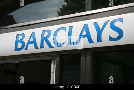 General view gv of the logo for a Barclays Bank in London, England. Stock Photo