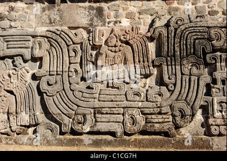 Wall relief from Pyramid of the Feathered Serpent at Xochicalco in Morelos State, Mexico Stock Photo