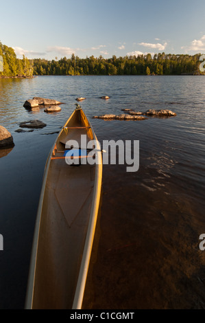 A solo canoe on Lake Alice in the Boundary Waters Canoe Area Wilderness, Minnesota, USA. Stock Photo