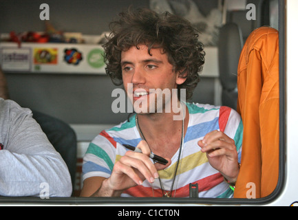 Mika handing out free gold wristbands and ice creams from an ice cream van to promote his concert at the Roxy Beverly Hills, Stock Photo