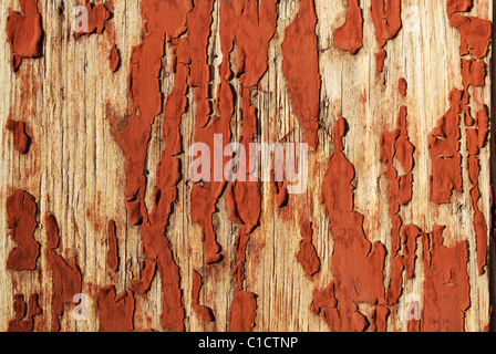 Grungy old wood and cracked paint background Stock Photo