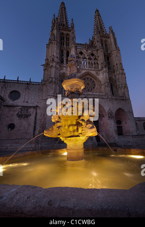 Burgos cathedral at dusk (Spain) Stock Photo