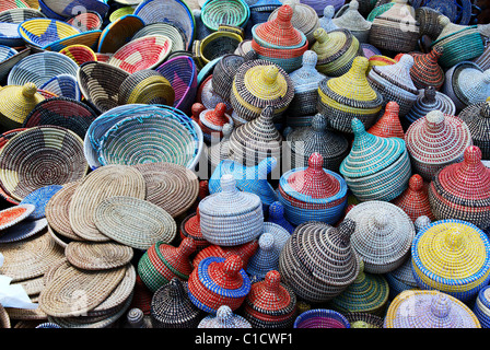 Background created by traditional multicolored woven baskets Stock Photo