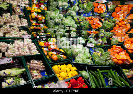 vegetable and fruit shelf  in a supermarket Stock Photo