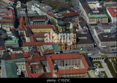 aerial view above Theatinerkirche Theatine Church Munich Germany Stock Photo