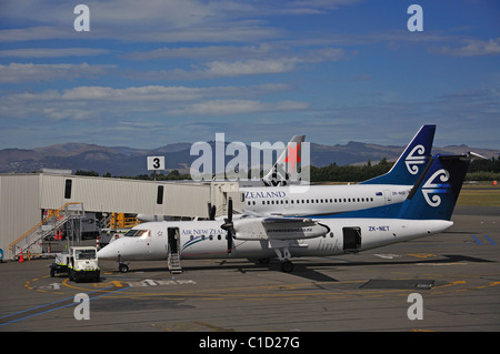 Air NZ aircraft on tarmac, Domestic Terminal, Christchurch Airport, Christchurch, Canterbury Region, South Island, New Zealand Stock Photo