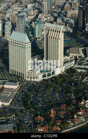 aerial view above Hotel Manchester Grand Hyatt San Diego California Stock Photo