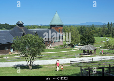 Looking towards the Farm Barn building at Shelburne Farms, an educational and working farm in Northern Vermont Stock Photo