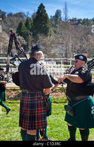 The Ripon California Police Pipe band at the Sonora California Celtic Faire Stock Photo