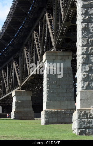 A section of the Sydney Harbor Bridge viewed from near the main pylons, Sydney, NSW, Australia Stock Photo