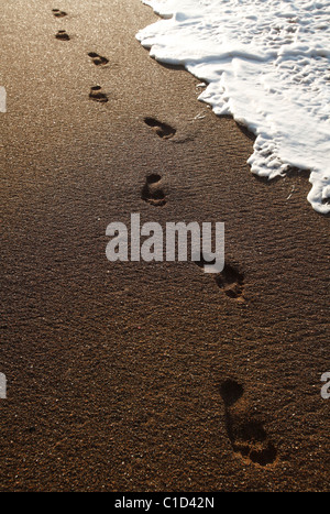 Footprints on the beach Costa Rica Stock Photo