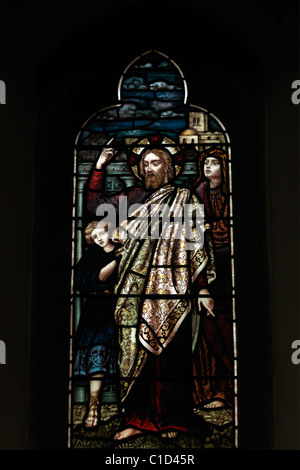 Epsom Surrey England Christchurch Stained Glass Window Of Jesus Christ Stock Photo