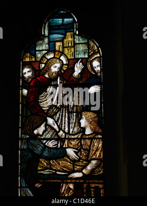 Epsom Surrey England Christchurch Stained Glass Window Of Jesus Christ Stock Photo