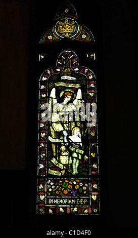 Epsom Surrey England Christchurch Stained Glass Window Of Angel With Child Stock Photo