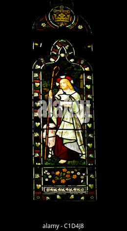 Epsom Surrey England Christchurch Stained Glass Window Of Christ As The Good Shepherd Stock Photo